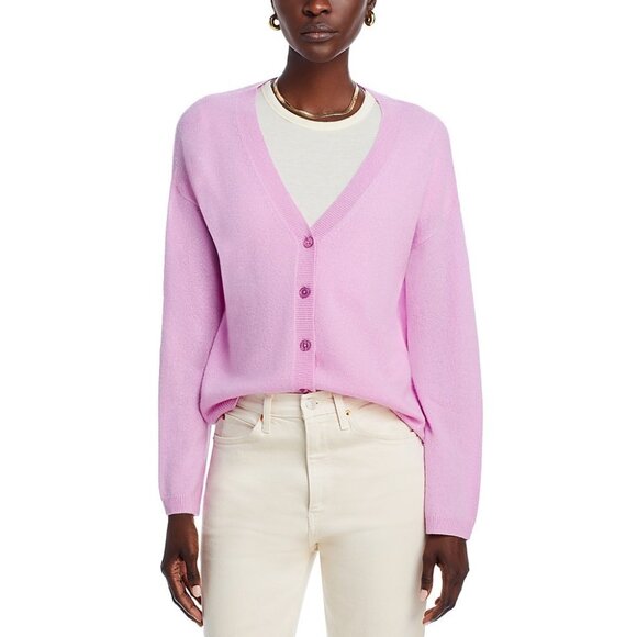 C by Bloomingdale's Sweaters - C by Bloomingdale's Cashmere Cashmere V Neck Cardigan Rose Quartz XXL